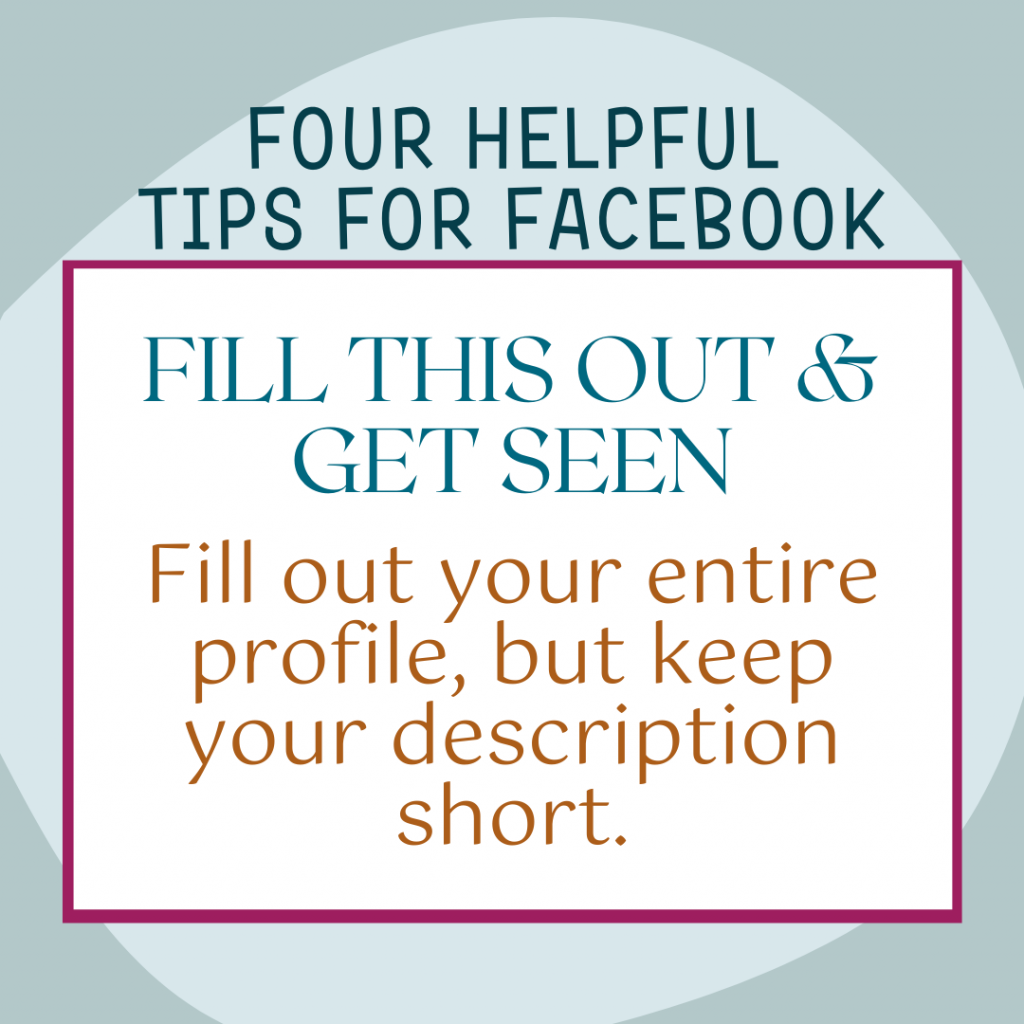 Four Helpful Tips For Facebook – Tina B's World